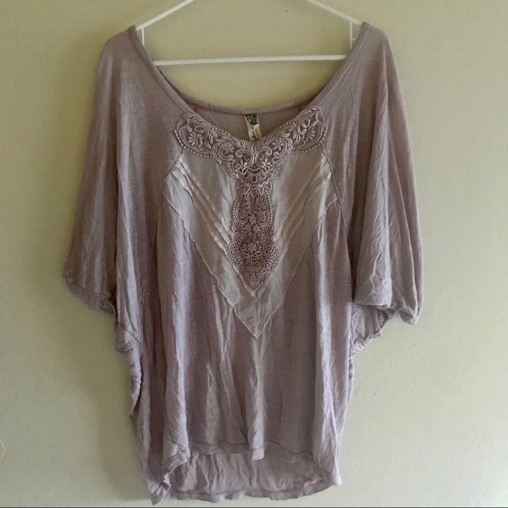 FREE PEOPLE FLOWY LAVENDER COTTON TOP